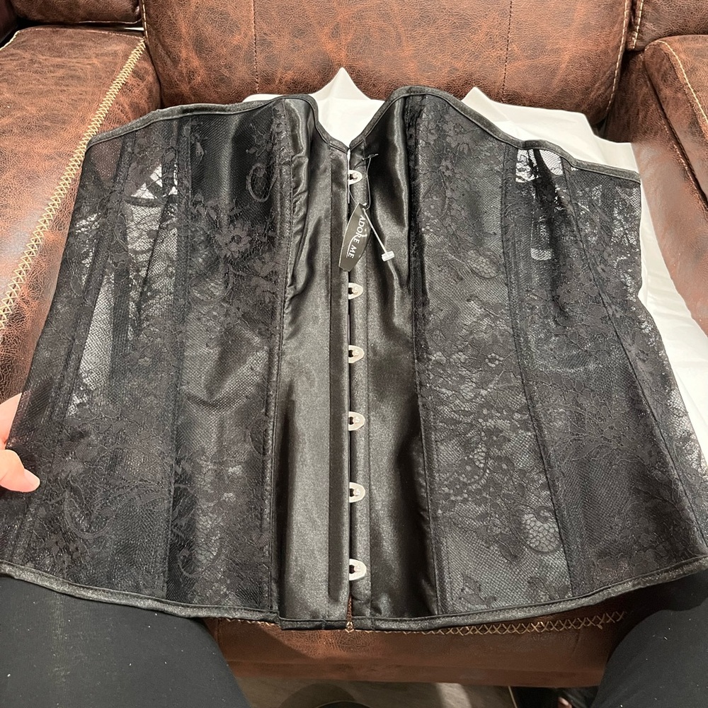 🤩Adore Me  1XL Black Lace-Up Corset